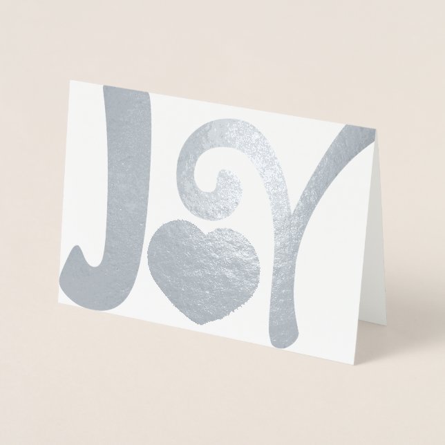 Carte Dorée Coeur de Noël de la joie d'argent (Devant)