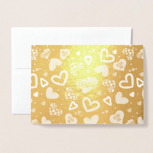 Carte Dorée Coeurs d'or de luxe élégant Saint-Valentin (Devant avec enveloppe)