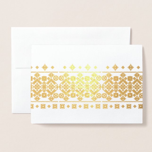 Carte Dorée Conception de broderie (Devant avec enveloppe)