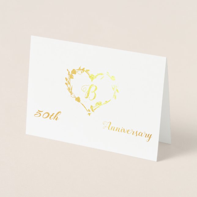 Carte Dorée Conception du 50e anniversaire Monogram (Devant)