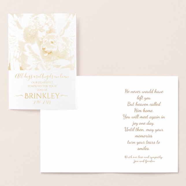 Carte Dorée Condoléances sur la perte du Doodle d'or (Affichage)