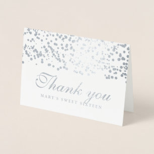Carte Dorée Confettis d'argent de Merci de partie de sweet