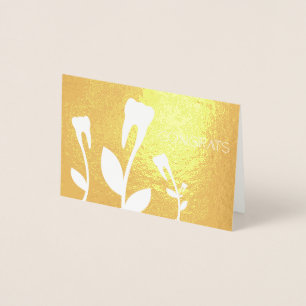 Carte Dorée CONGRATS dents à fleurs