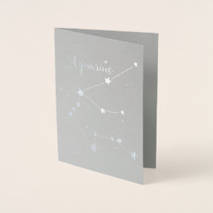 Carte Dorée Constellation Zodiaque à huile d'argent Aquarius