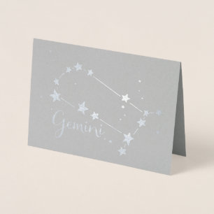 Carte Dorée Constellation Zodiaque Gemini à huile d'argent