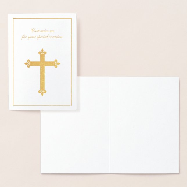 Carte Dorée Croix dorée pour occasion spéciale religieuse (Affichage)