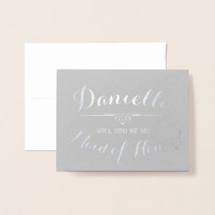 Carte Dorée Cursive personnalisé vous serez ma domestique
