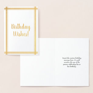 Carte Dorée Customisé et élégant "Souhaits d'anniversaire !" C