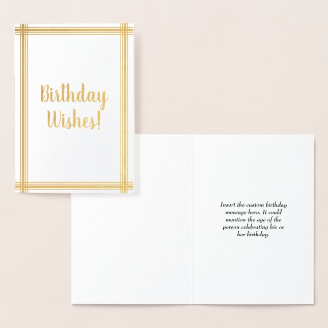 Carte Dorée Customisé et élégant "Souhaits d'anniversaire !" C (Affichage)