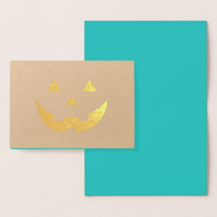Carte Dorée Cute turquoise Jack-o'-lantern drôle Halloween