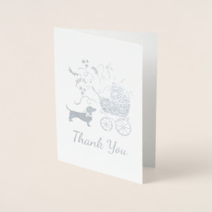 Carte Dorée Dachshund Wiener Chien Baby shower fille rose