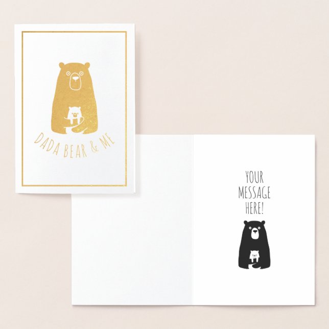 Carte Dorée DADA BEAR & ME | Papa Enfants Fils Fils Ours Dada (Affichage)