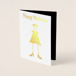 Carte Dorée Dame Vampire Halloween Gothique Personnalisée