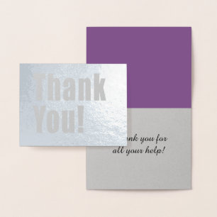 Carte Dorée Décor en argent Merci avec texte personnalisé