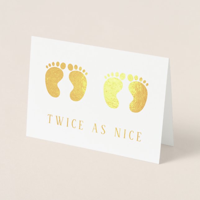 Carte Dorée Deux fois comme Nice Twins New baby Gold (Devant)