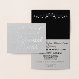 Carte Dorée Dîner de répétition élégante Silver Foil Invitatio