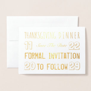 Carte Dorée Dîner Thanksgiving Personnalisé Enregistrer La Car