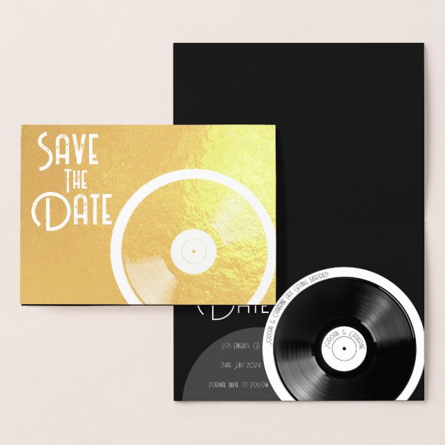 Carte Dorée Dis Vinyle Rétro Années 70 Noir et Blanc Minimalis (Affichage)