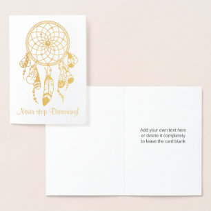 Carte Dorée Dreamcatcher tribal ne cessent jamais de rêver la