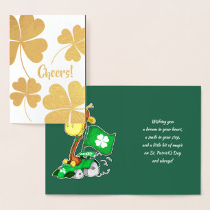 Carte Dorée Drôle Giraffe St.Patrick's Day