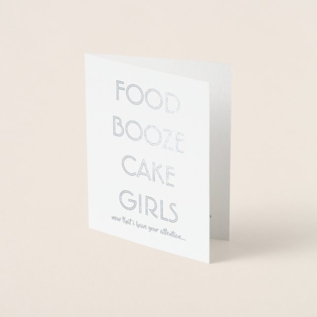 Carte Dorée Drôle Groomsman ou Best Man FOOZE CAKE GIRLS (Devant)