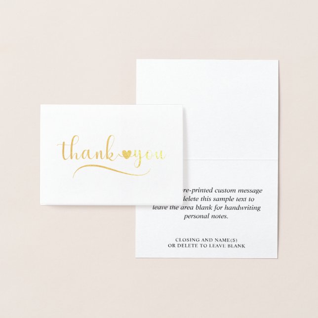 Carte Dorée Écriture Calligraphique Élégante en Forme de Cœur (Affichage)