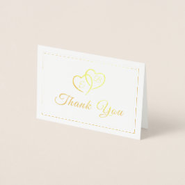 Carte Dorée Élégant Anniversaire Monogramme Coeurs Merci