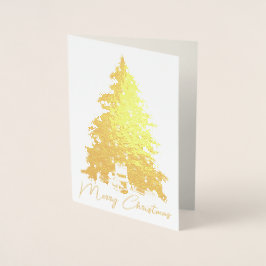 Carte Dorée Elégant Arbre de Noël Or & Cadeaux Photo Real