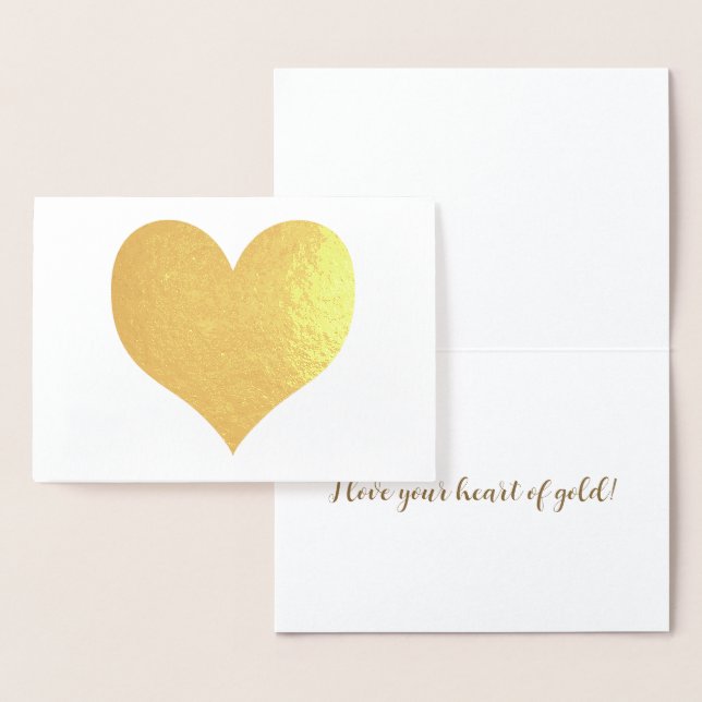 Carte Dorée Élégant Cœur Doré Moderne pour la Saint-Valentin (Affichage)