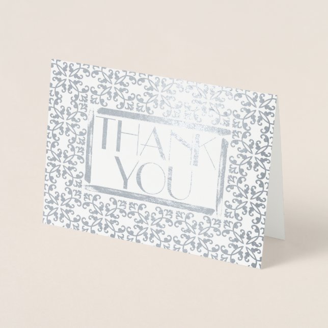 Carte Dorée Elégant Damask Art Déco Toute Occasion Merci (Devant)