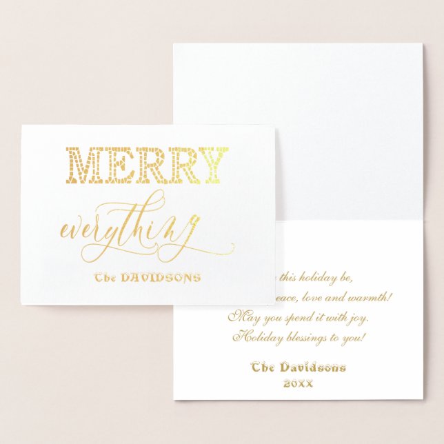 Carte Dorée Elégant Holiday Gold MERRY Tout Typographie (Affichage)