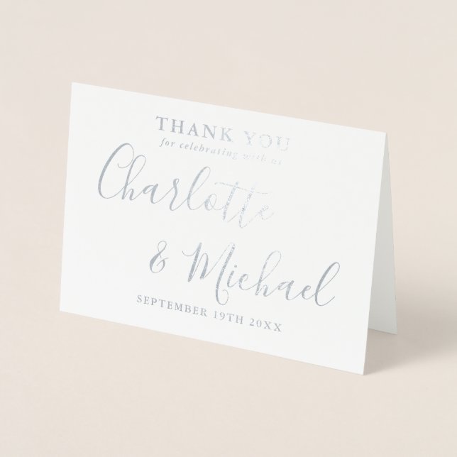 Carte Dorée Élégant Mariage de signature Merci (Devant)