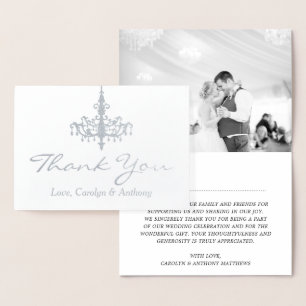 Carte Dorée Elégant Mariage photo de lustre Merci