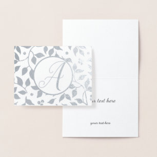 Carte Dorée Élégant Monogramme floral or ou argent