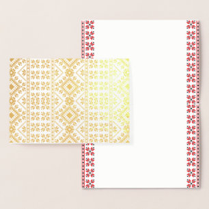 Carte Dorée Élégant or traditionnel Nordic Fair Isle Motif