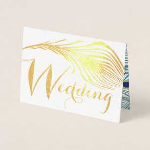 Carte Dorée Élégant Roaring 20s Gatsby Boho Peacock Mariage