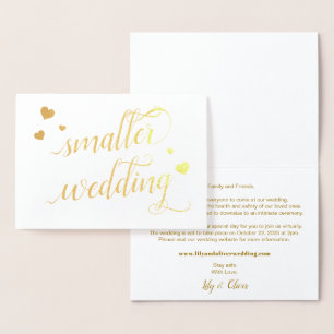 Carte Dorée Élégant Script Gold Plus petit Mariage Télédimensi