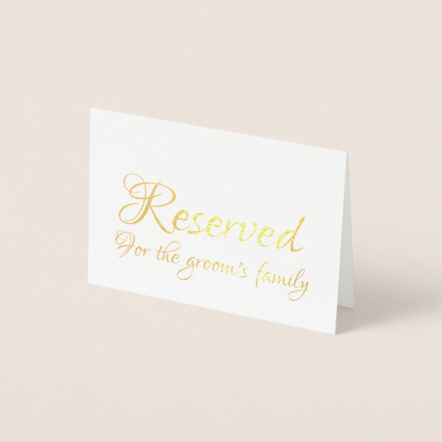 Carte Dorée Élégant Script Réservé Mariage Table place (Devant)