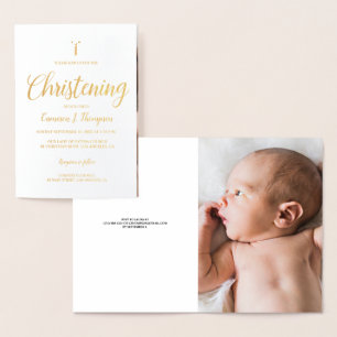 Carte Dorée Élégant véritable or feuille métallique Baby Chris