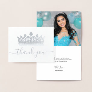 Carte Dorée Elégante photo de la Couronne Quinceanera Merci Ar