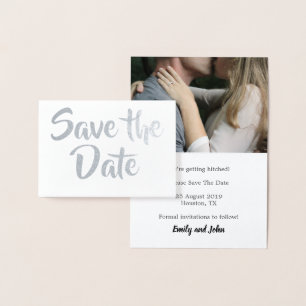 Carte Dorée Enregistrer La Date/Votre Photo/Argent