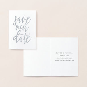 Carte Dorée Enregistrer notre date Real Foil Script Style 3