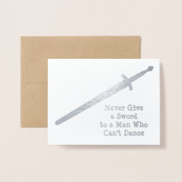 Carte Dorée Épée médiévale en argent - Citation personnalisée