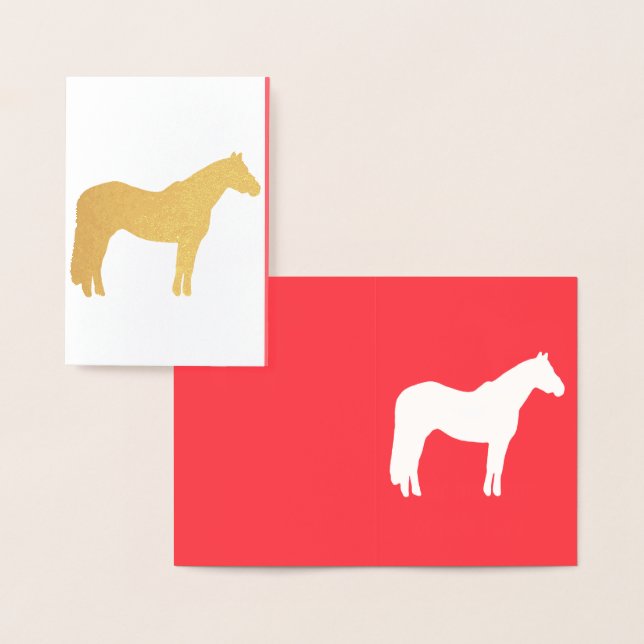 Carte Dorée Equine Business Card Red Professional Looking  (Affichage)