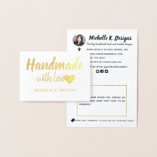 Carte Dorée Fabriqué à la main avec Love Heart Shop Note d'emb