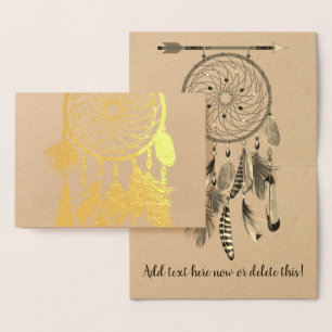 Carte Dorée Feathers Dreamcatcher   Pour toute occasion