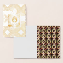 Carte Dorée fée de champignon vintage lilly 