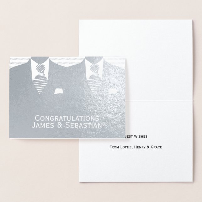 Carte Dorée Félicitations à Gay Mariage Two Grooms (Affichage)