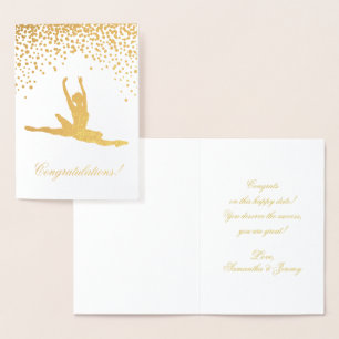 Carte Dorée Félicitations Ballet Dancer Gold Confetti Card