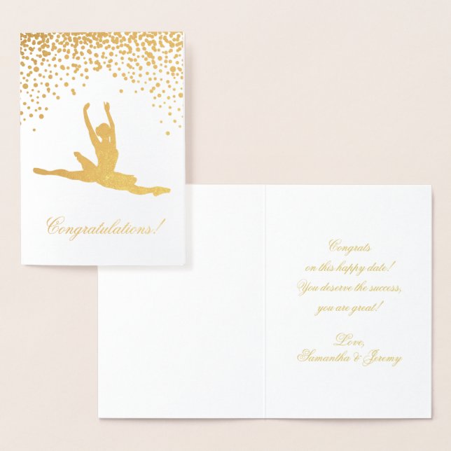 Carte Dorée Félicitations Ballet Dancer Gold Confetti Card (Affichage)